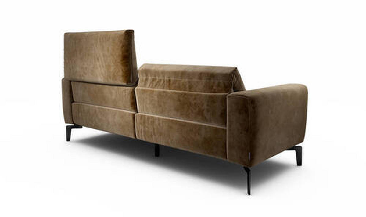 2,5-Sitzer inkl. Hocker in Samt Braun  - Schwarz/Braun, Design, Textil/Metall (220/86/86-94cm) - SENSOO