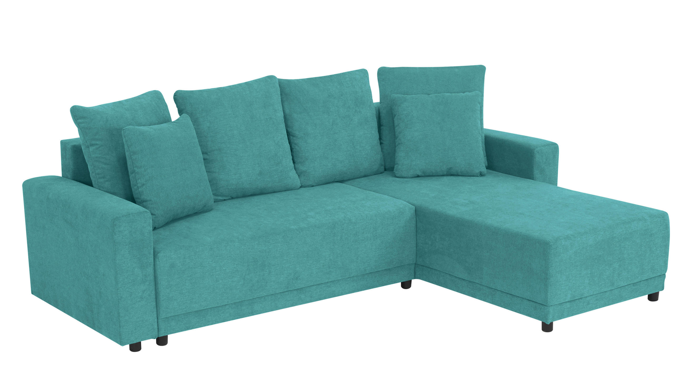 ECKSOFA Petrol Mikrofaser  - Petrol/Schwarz, Design, Kunststoff/Textil (178/248cm) - MID.YOU