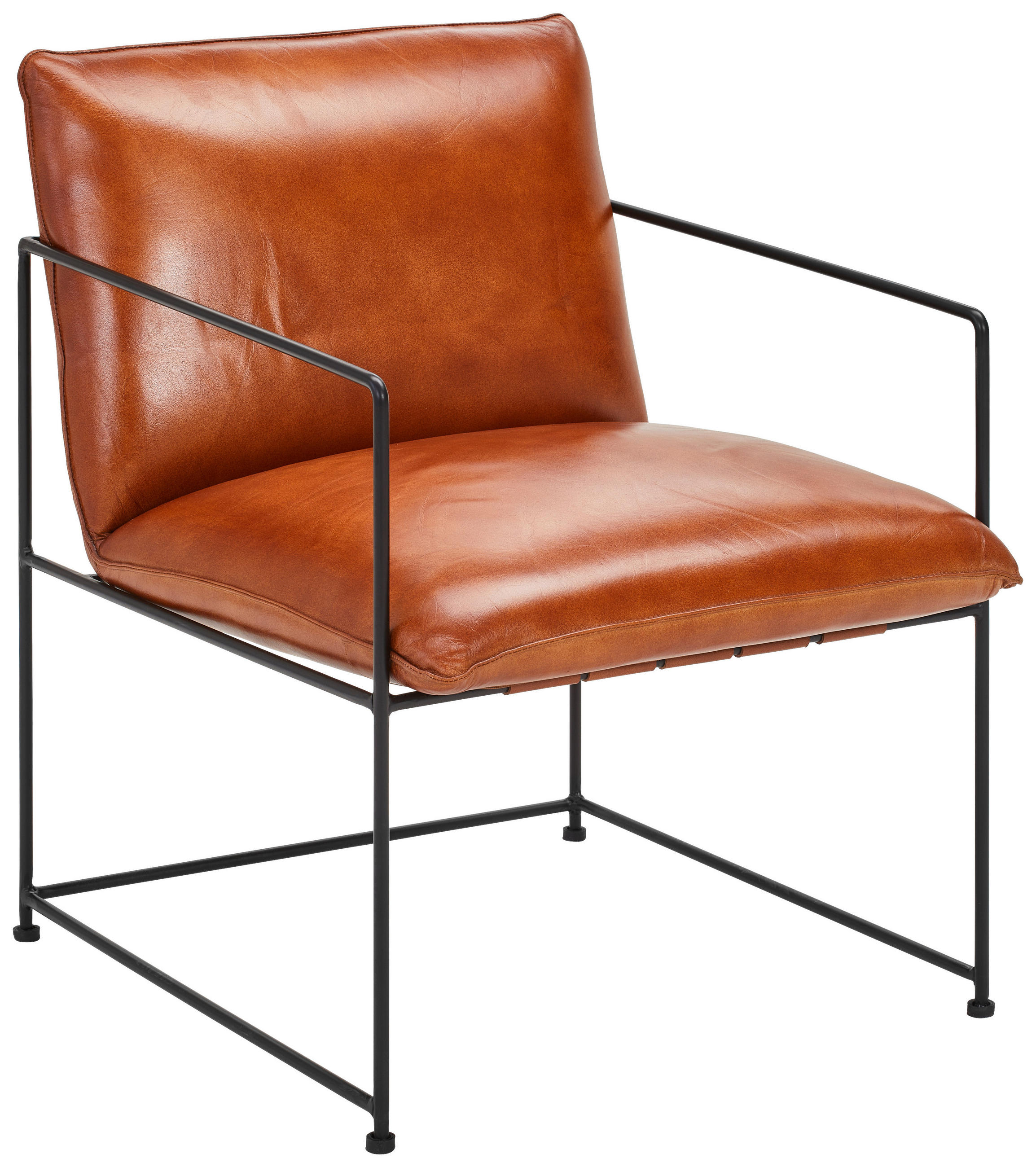 SESSEL Echtleder Braun    - Schwarz/Braun, MODERN, Leder/Metall (58/80/69cm) - Livetastic