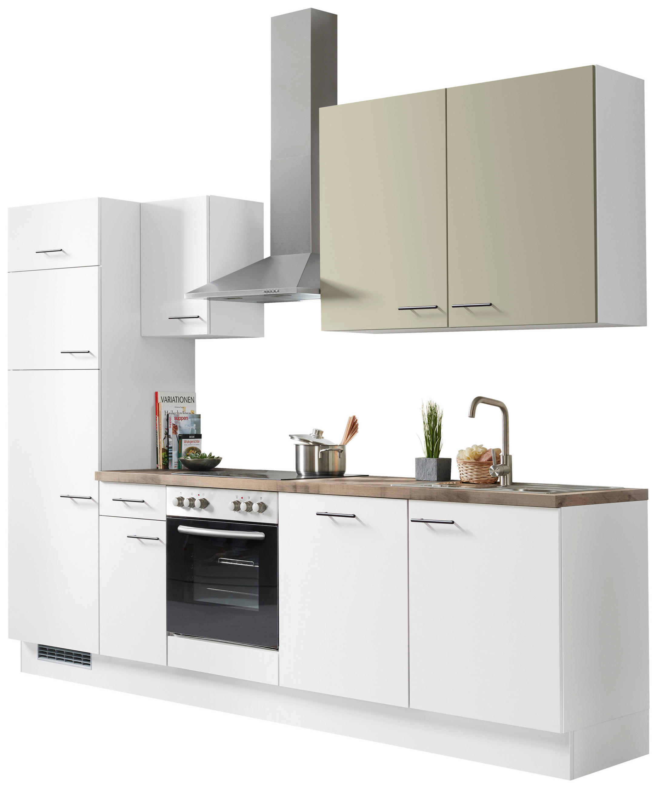 KÜCHENLEERBLOCK 280 cm   in Eichefarben, Hellgrau, Hellgrün  - Eichefarben/Hellgrau, Basics, Holzwerkstoff/Metall (280cm) - Impuls