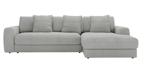 ECKSOFA in Cord Hellgrau  302/182 cm  - Hellgrau/Schwarz, MODERN, Kunststoff/Textil (302/182cm) - Carryhome