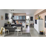 EINBAUKÜCHE   - Weiß Hochglanz/Grau, Design, Holzwerkstoff - Dieter Knoll