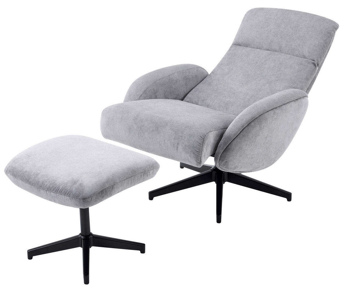 RELAXSESSELSET BASTY Webstoff Hocker    - Schwarz/Grau, Design, Textil/Metall (75/107/77cm) - Livetastic