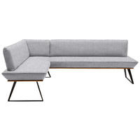ECKBANK 163/243 cm Webstoff Schwarz, Eichefarben, Hellgrau Eiche massiv Metall   - Eichefarben/Hellgrau, Design, Holz/Textil (163/243cm) - Voleo