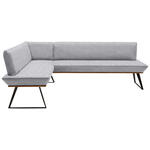 ECKBANK 163/243 cm  in Schwarz, Eichefarben, Hellgrau  - Eichefarben/Hellgrau, Design, Holz/Textil (163/243cm) - Voleo