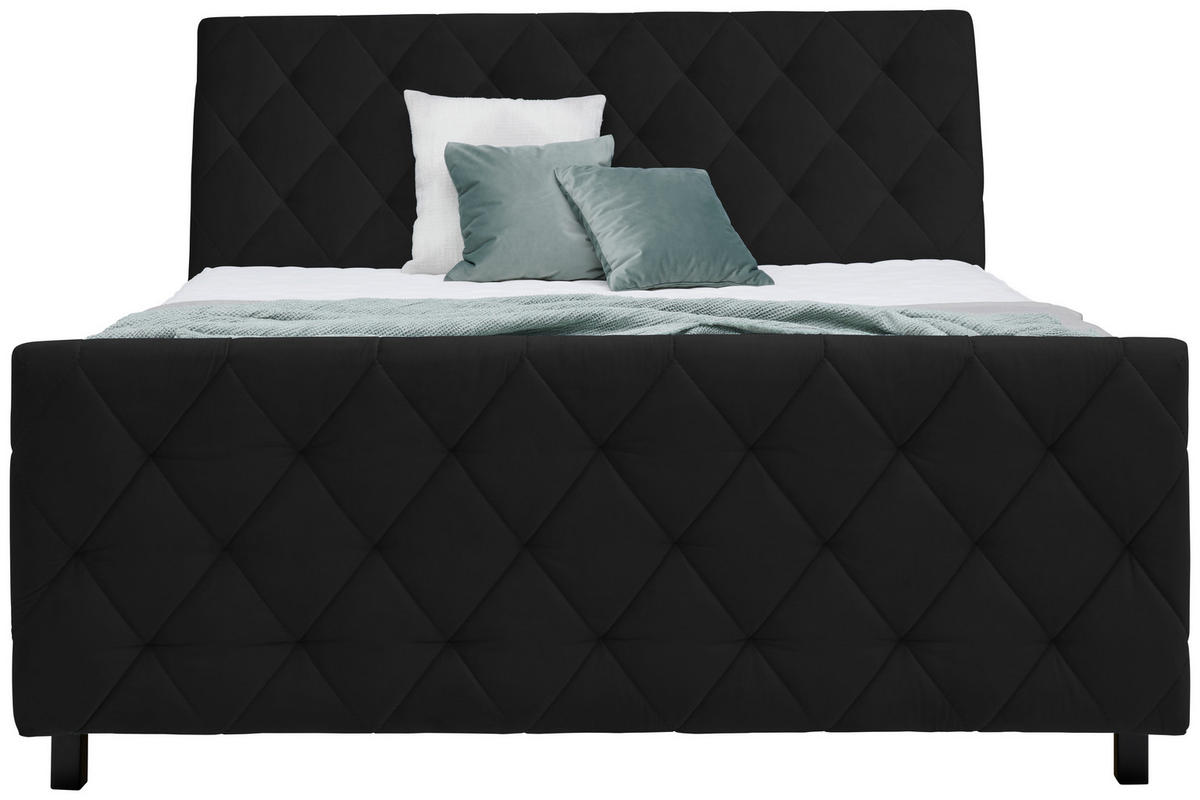 BOXSPRINGBETT 160/200 cm  in Schwarz  - Schwarz, KONVENTIONELL, Holz/Textil (160/200cm) - Ti'me