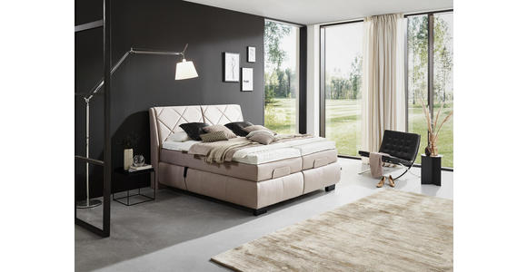BOXSPRINGBETT 180/200 cm in Beige - Beige/Schwarz, KONVENTIONELL, Textil/Metall (180/200cm) - Dieter Knoll
