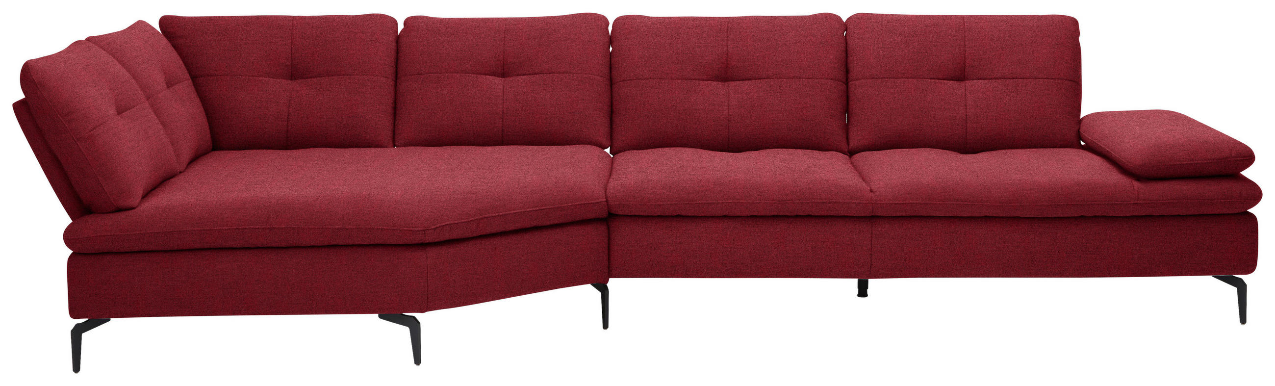 ECKSOFA  in Flachgewebe Bordeaux  157/344 cm  - Bordeaux/Schwarz, Design, Textil/Metall (157/344cm) - Chilliano