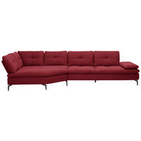 ECKSOFA  in Flachgewebe Bordeaux  157/344 cm  - Bordeaux/Schwarz, Design, Textil/Metall (157/344cm) - Chilliano