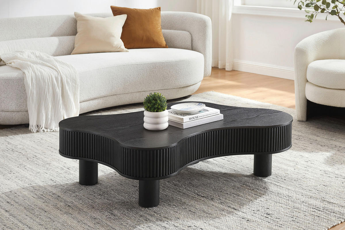 COUCHTISCH furniert 116/77/32 cm Freiform Schwarz  - Schwarz, MODERN, Holzwerkstoff (116/77/32cm) - Livetastic
