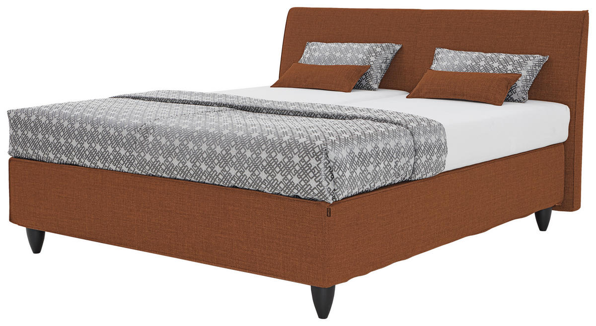 BOXSPRINGBETT 200/200 cm  in Orange  - Schwarz/Orange, Design, Holzwerkstoff/Kunststoff (200/200cm) - RUF Betten