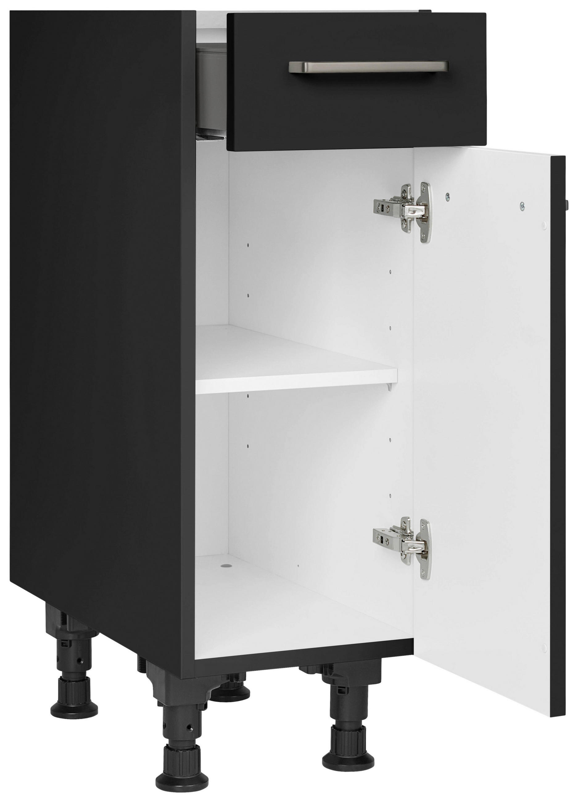 SCHUBKASTENUNTERSCHRANK 30/87/56 cm  in Schwarz  - Edelstahlfarben/Schwarz, MODERN, Holzwerkstoff/Metall (30/87/56cm) - Nobilia