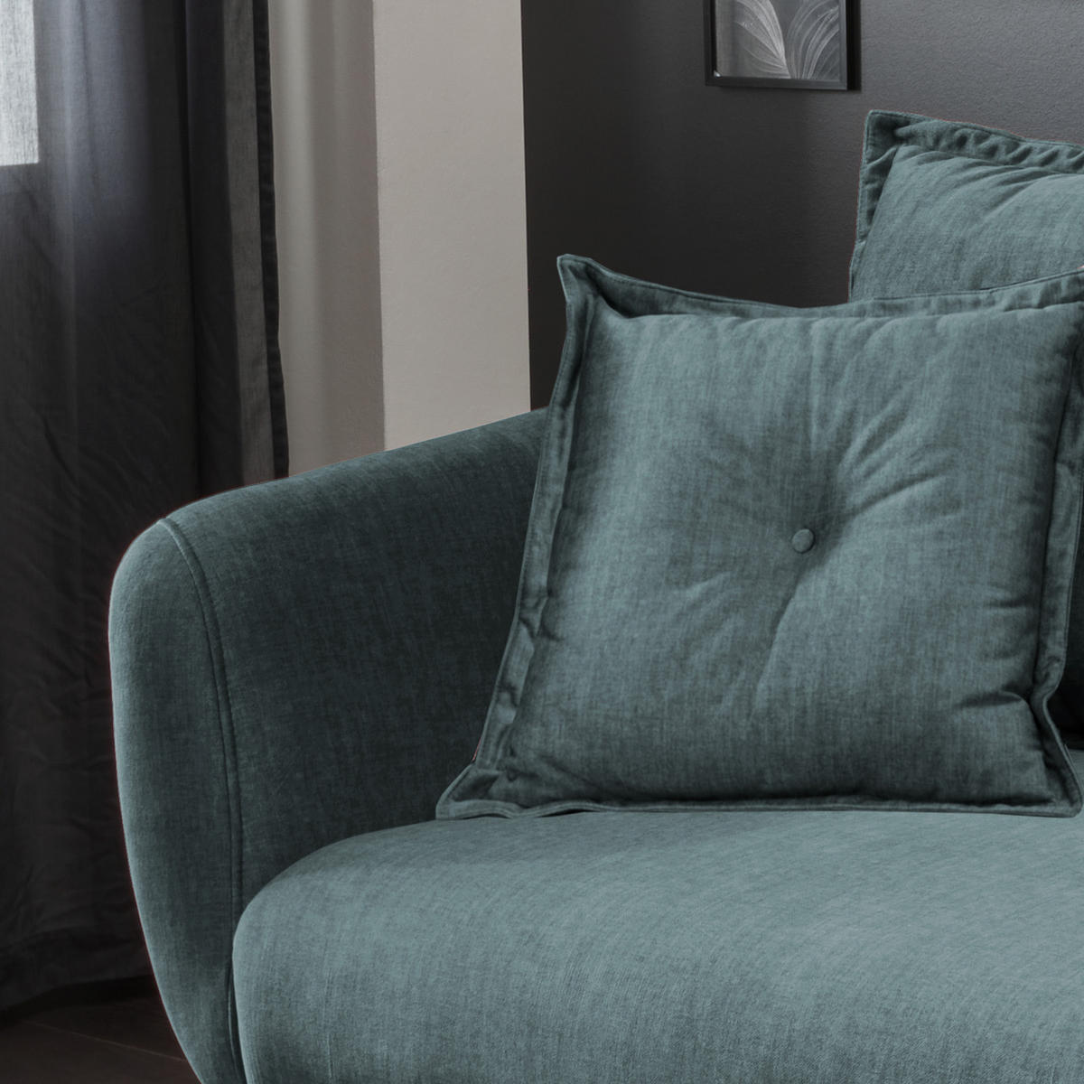 3-SITZER-SOFA Velours Blau  - Blau/Buchefarben, MODERN, Holz/Textil (236/94/103cm) - Livetastic