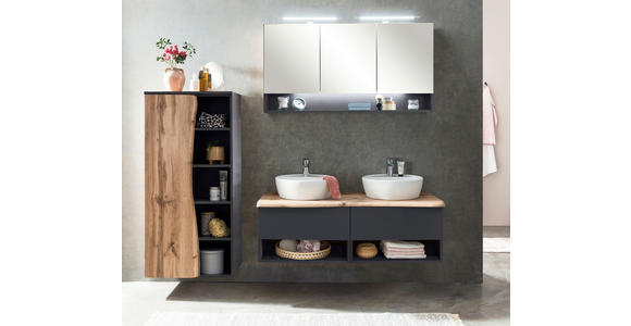 SPIEGELSCHRANK 120/64/20 cm  - Alufarben/Graphitfarben, Natur, Glas/Holzwerkstoff (120/64/20cm) - Xora