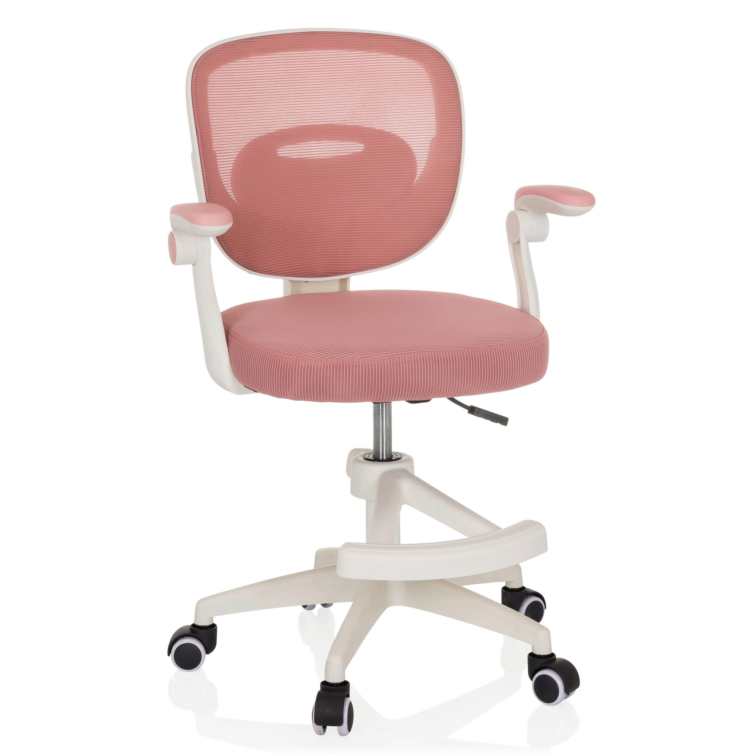 OTOČNÁ ŽIDLE PRO MLÁDEŽ, síťovina, růžová - bílá/růžová, Moderní, textil/plast (61/84-97/55cm) - MID.YOU