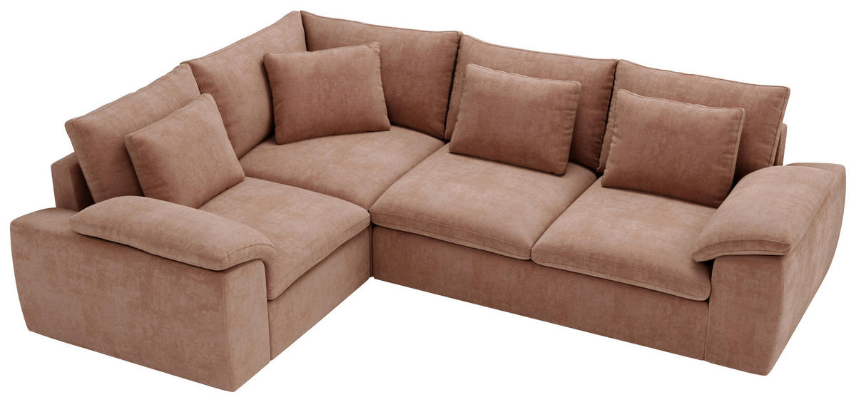 ECKSOFA Chenille Koralle  - Koralle/Schwarz, Design, Kunststoff/Textil (216/289cm) - Livetastic