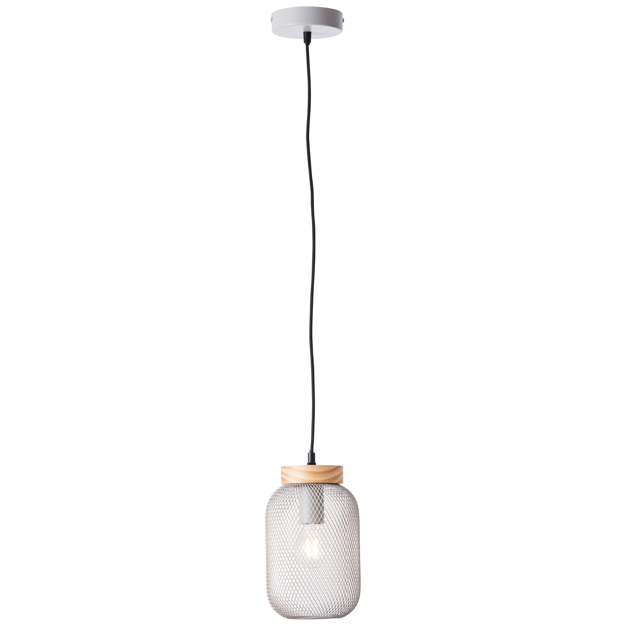 PENDELLEUCHTE 16/112 cm    - Hellgrau/Kieferfarben, Basics, Holz/Metall (16/112cm) - Brilliant