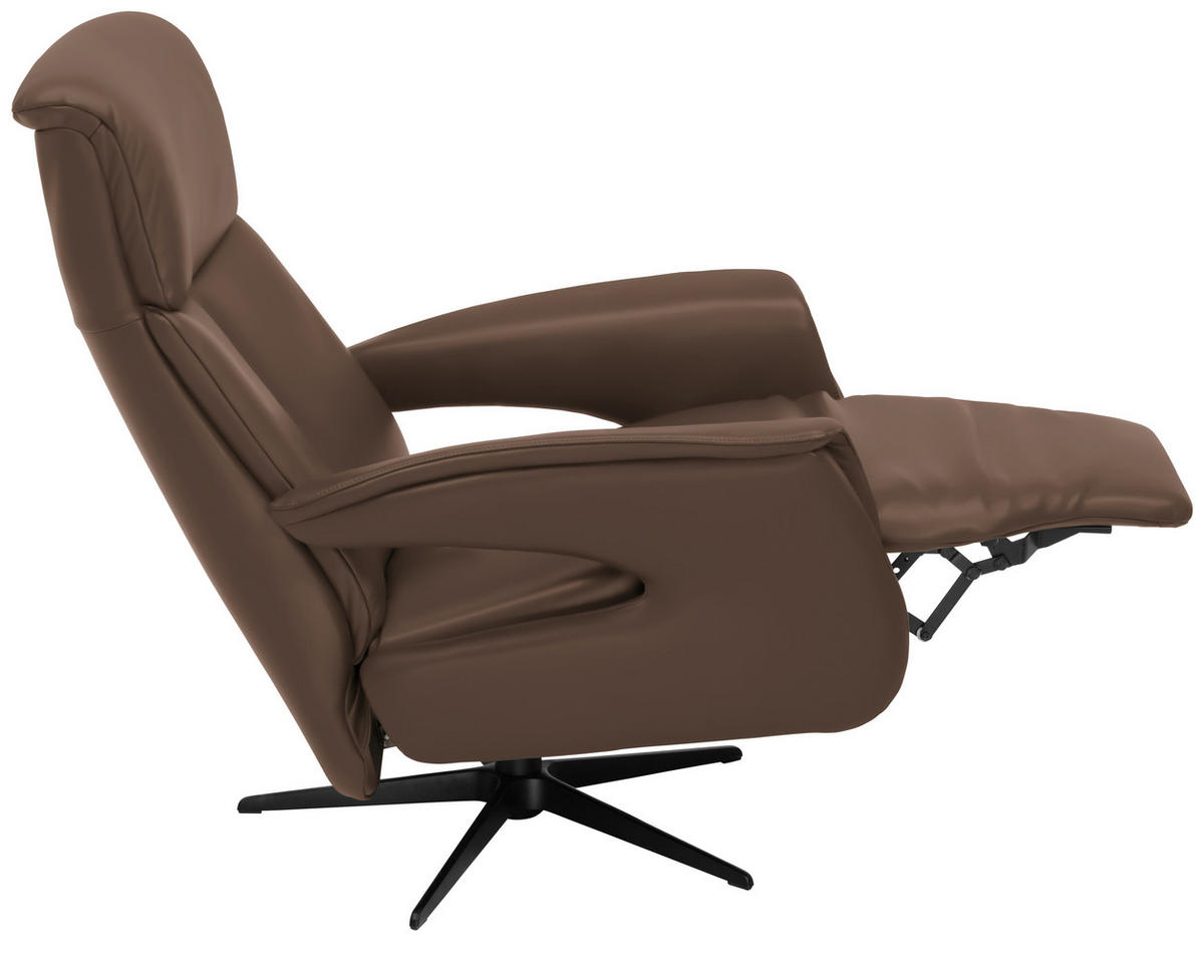 RELAXSESSEL in Leder Braun  - Schwarz/Braun, Design, Leder/Metall (78/106/88cm) - Welnova