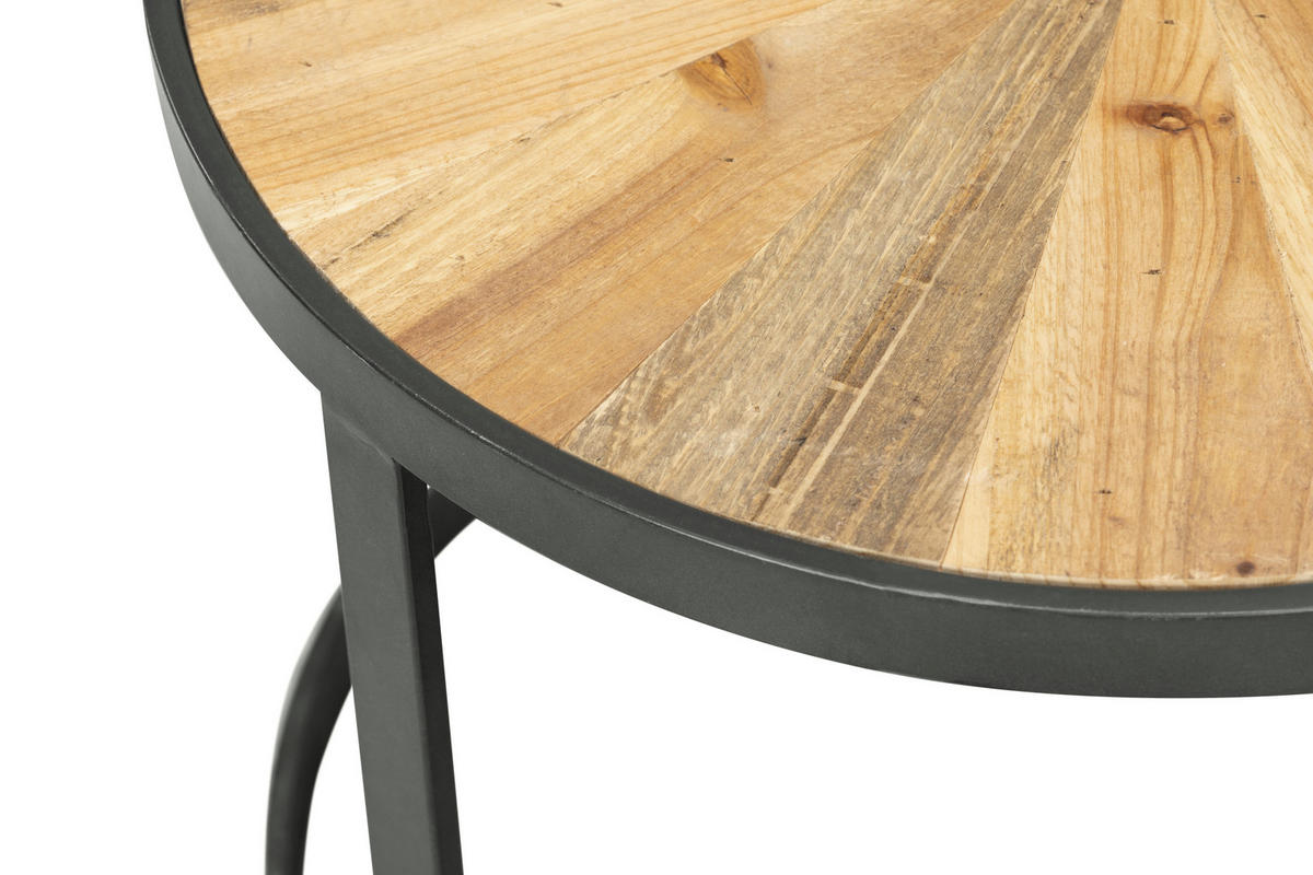 COUCHTISCHSET in Holz, Metall, Holzwerkstoff 45-60/45-60/35-40 cm  - Schwarz/Naturfarben, KONVENTIONELL, Holz/Holzwerkstoff (45-60/45-60/35-40cm) - Livetastic