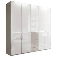 KLEIDERSCHRANK in Grau, Weiss  - Chromfarben/Weiss, Design, Glas/Holzwerkstoff (250/236/58cm) - Novel