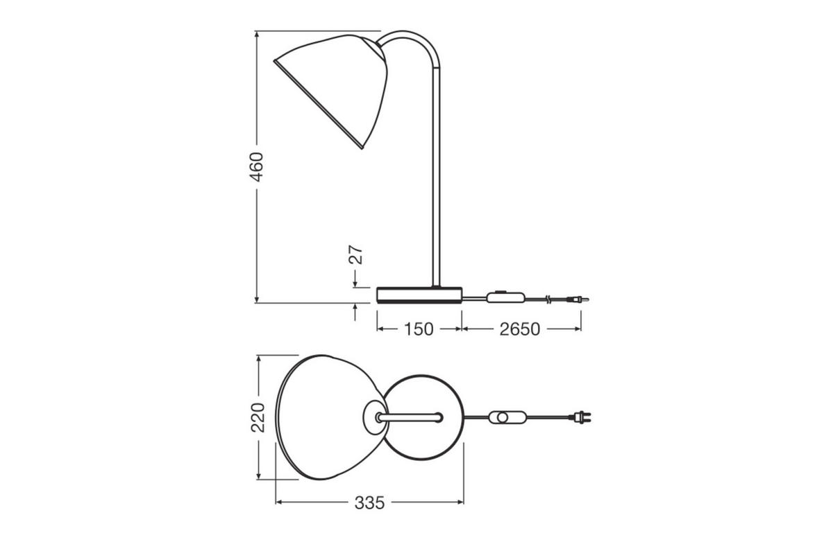 TISCHLEUCHTE 22/33.5/46 cm  - Basics, Papier/Metall (22/33.5/46cm) - Osram