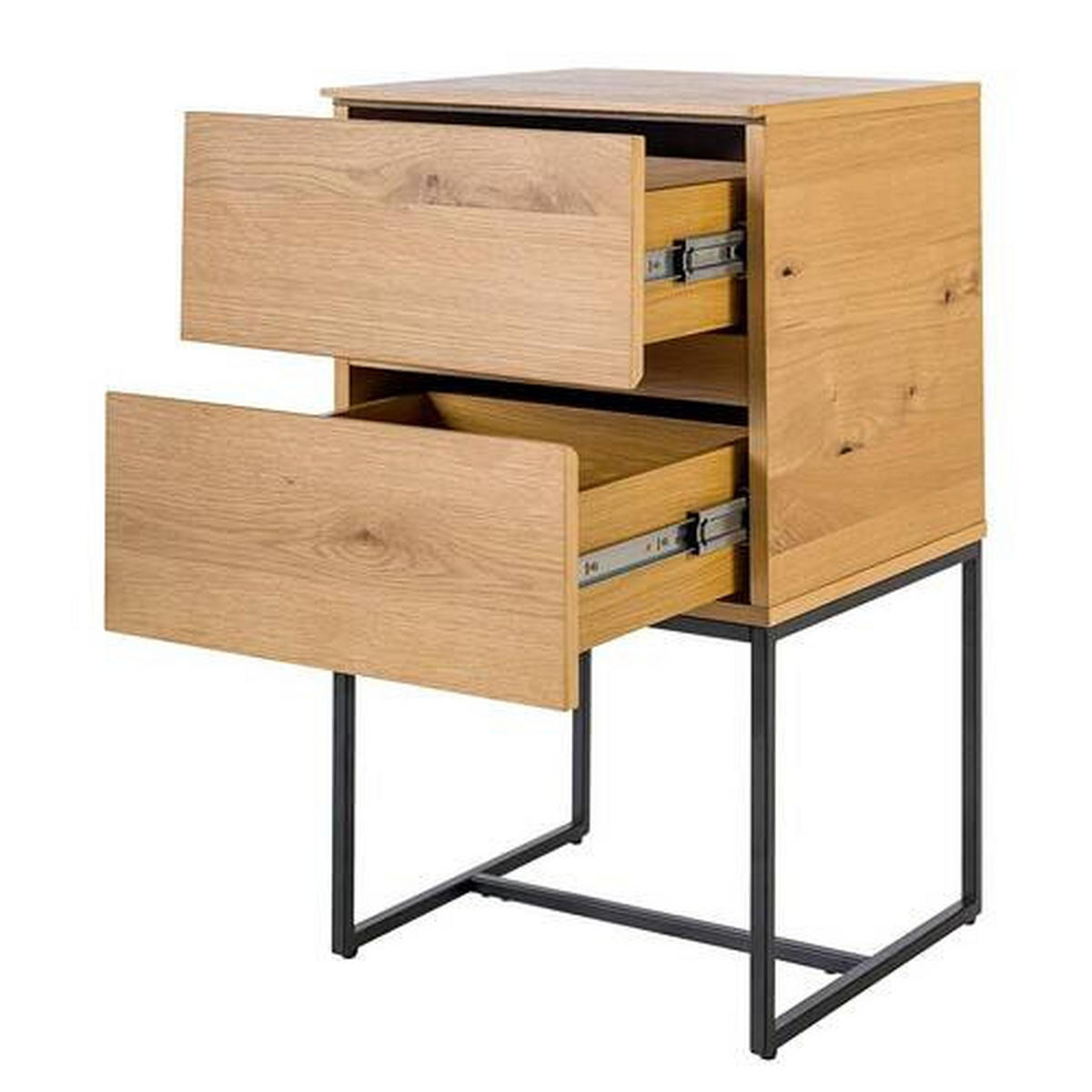 SÄNGBORD i faner ek svart, ekfärgad  - svart/ekfärgad, Klassisk, metall/trämaterial (42/75/40cm) - home24