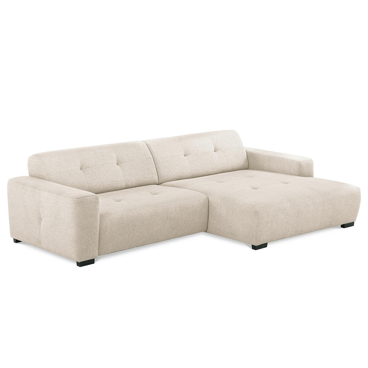 ECKSOFA AUSTIN Beige Flachgewebe Sitztiefenverstellung  - Beige/Schwarz, Design, Kunststoff/Textil (286/169cm) - Livetastic