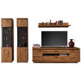 WOHNWAND 4-teilig  in Grau, Eichefarben  340/204/50 cm  - Eichefarben/Anthrazit, Natur, Glas/Holz (340/204/50cm) - Linea Natura