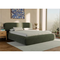 POLSTERBETT 180/200 cm,  in Waldgrün, gepolstertes Kopfteil, Lattenrost, Bettkasten,  - Waldgrün/Schwarz, Design, Holz/Textil (180/200cm) - Chameo