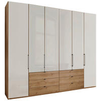 FALTTÜRENSCHRANK 250/236/58 cm 4-türig Champagner, Eiche Bianco  - Schieferfarben/Eiche Bianco, KONVENTIONELL, Glas/Holzwerkstoff (250/236/58cm) - Dieter Knoll