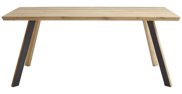 ESSTISCH 180/90/75 cm Wildeiche massiv Holz Eichefarben rechteckig  - Eichefarben/Schwarz, Design, Holz/Metall (180/90/75cm) - Linea Natura