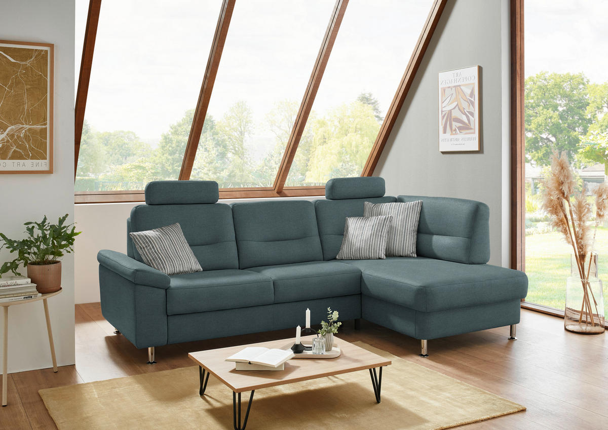 ECKSOFA Flachgewebe Dunkelgrau  - Dunkelgrau/Alufarben, Konventionell, Textil/Metall (244/160cm) - Beldomo Comfort