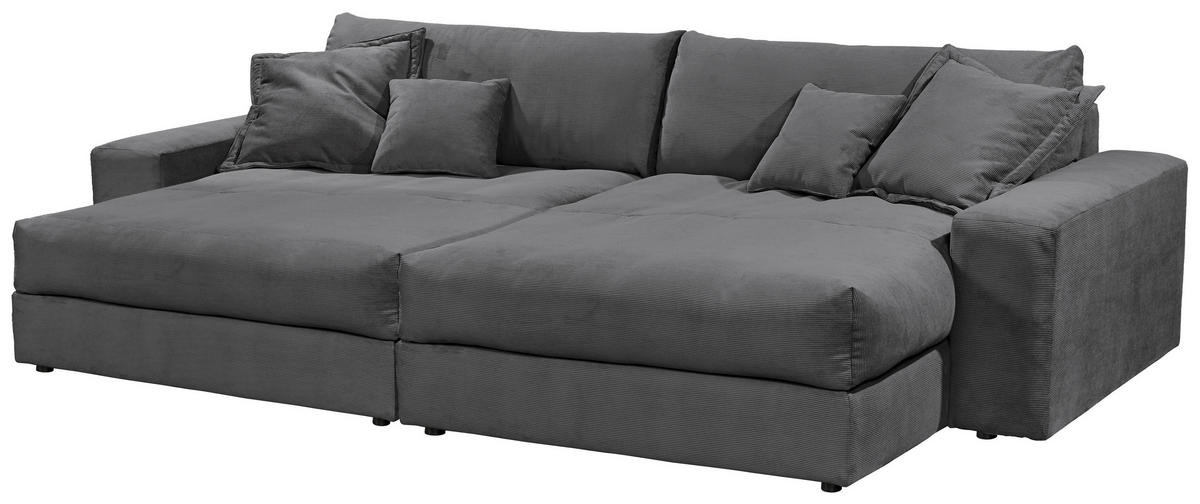 BIGSOFA KAMIL Cord Anthrazit  - Anthrazit/Schwarz, MODERN, Kunststoff/Textil (300/70/180cm) - Livetastic