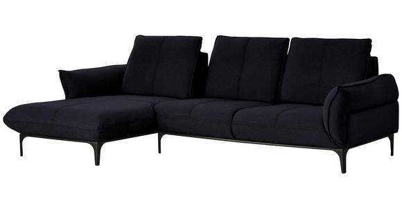 ECKSOFA in Echtleder Schwarz  - Schwarz, Natur, Leder (182/277cm) - Valnatura