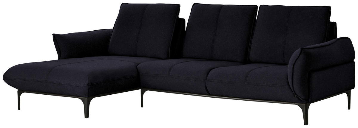 ECKSOFA in Echtleder Schwarz  - Schwarz, Natur, Leder (182/277cm) - Valnatura