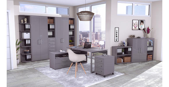 ECKSCHREIBTISCH 160/158/75 cm Anthrazit, Dunkelgrau Kabeldurchlass, Stauraum, seitenverkehrt montierbar  - Dunkelgrau/Anthrazit, Basics, Holzwerkstoff/Metall (160/158/75cm) - Novel