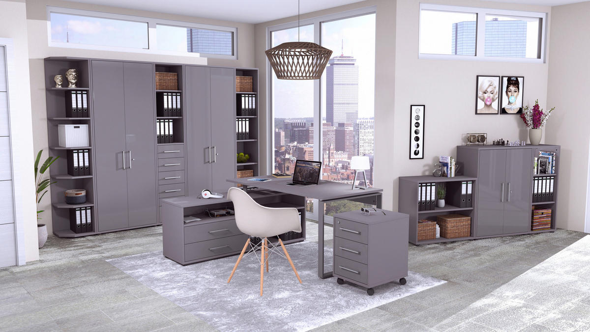 ECKSCHREIBTISCH 160/158/75 cm  in Anthrazit, Dunkelgrau  - Dunkelgrau/Anthrazit, Basics, Holzwerkstoff/Metall (160/158/75cm) - Novel