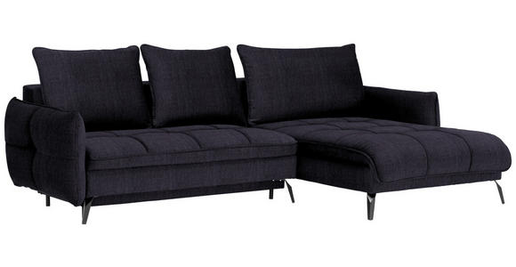 ECKSOFA in Flachgewebe Schwarz  - Schwarz, Design, Textil/Metall (273/180cm) - Hom`in