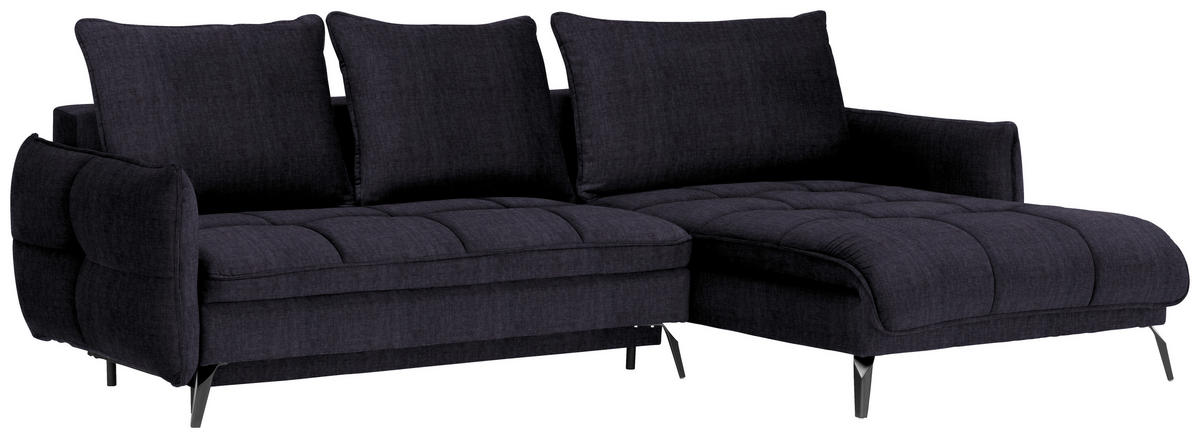 ECKSOFA in Flachgewebe Schwarz  - Schwarz, Design, Textil/Metall (273/180cm) - Hom`in