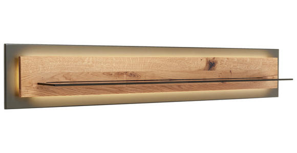 WANDBOARD Balkeneiche massiv Anthrazit, Eichefarben  - Eichefarben/Anthrazit, Natur, Glas/Holz (150/26/23cm) - Linea Natura