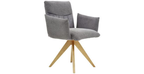 ARMLEHNSTUHL Velours, Webstoff Eiche massiv Anthrazit, Grau, Eichefarben - Eichefarben/Anthrazit, KONVENTIONELL, Holz/Textil (68/90/64cm) - Voleo