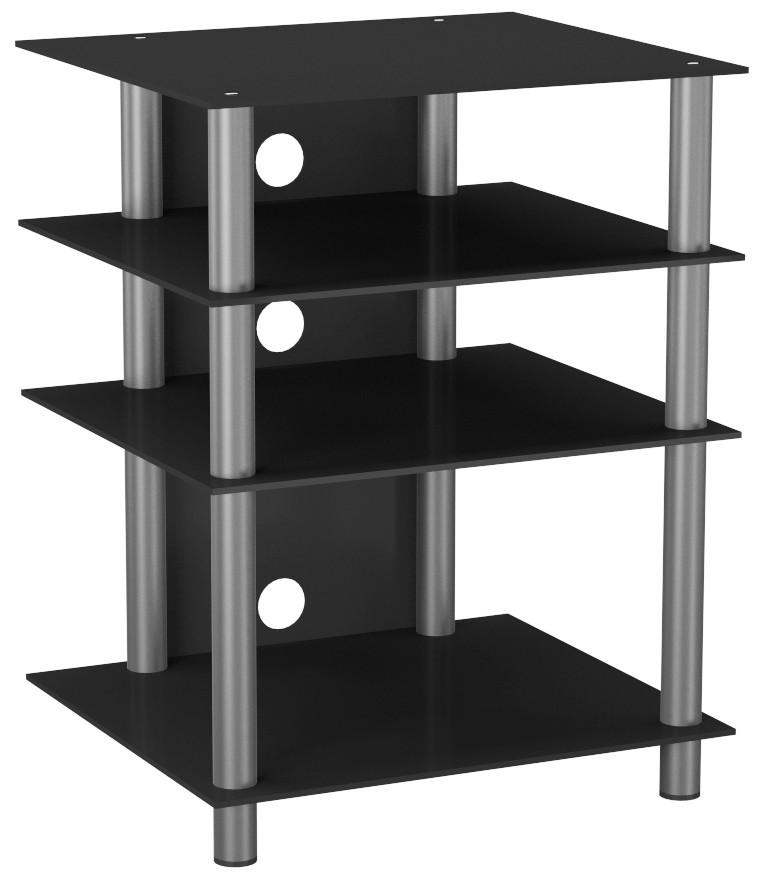 PHONOTISCH 54/70/47 cm  - Silberfarben/Schwarz, KONVENTIONELL, Glas/Metall (54/70/47cm) - MID.YOU