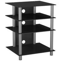 PHONOTISCH Metall, Glas Schwarz, Silberfarben  - Silberfarben/Schwarz, KONVENTIONELL, Glas/Metall (54/70/47cm) - MID.YOU