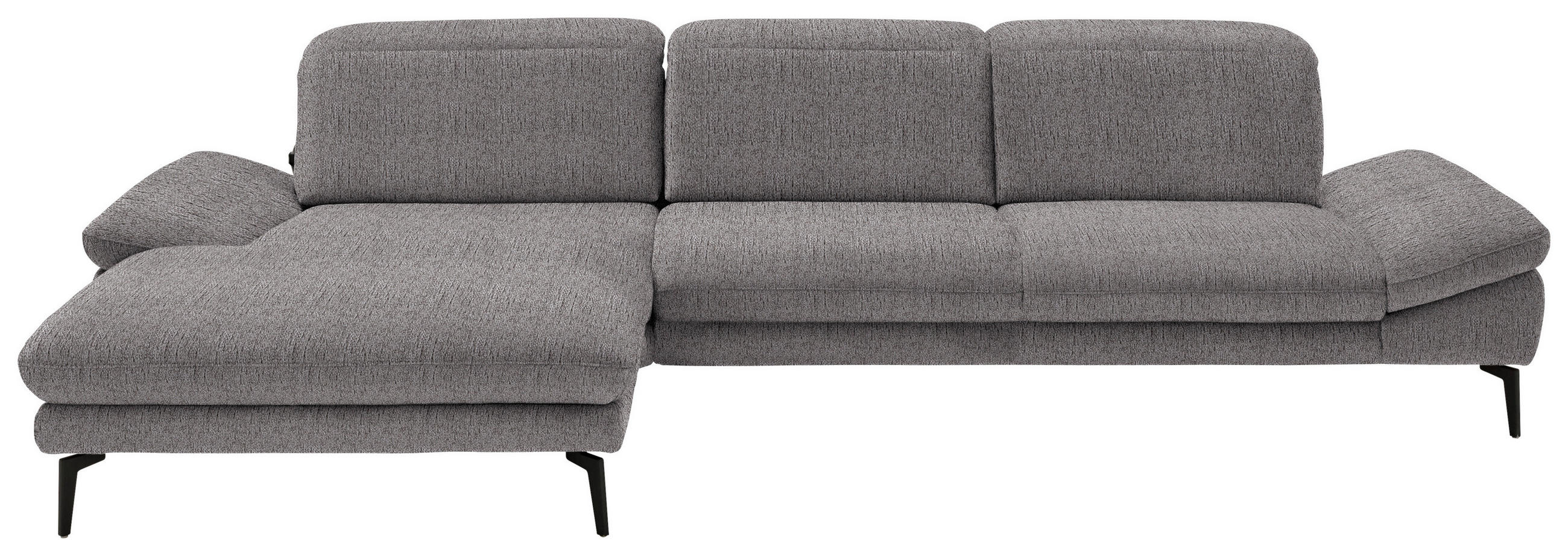 ECKSOFA in Chenille Graubraun  - Graubraun/Schwarz, Design, Textil/Metall (188/319cm) - Beldomo System