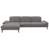 ECKSOFA in Chenille Graubraun  - Graubraun/Schwarz, Design, Textil/Metall (188/319cm) - Beldomo System