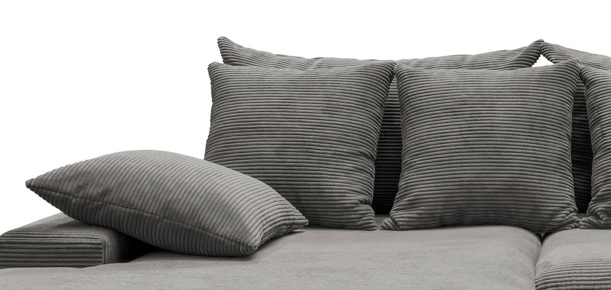 ECKSOFA in Cord Grau  - Schwarz/Grau, Modern, Kunststoff/Textil (200/278cm) - Livetastic