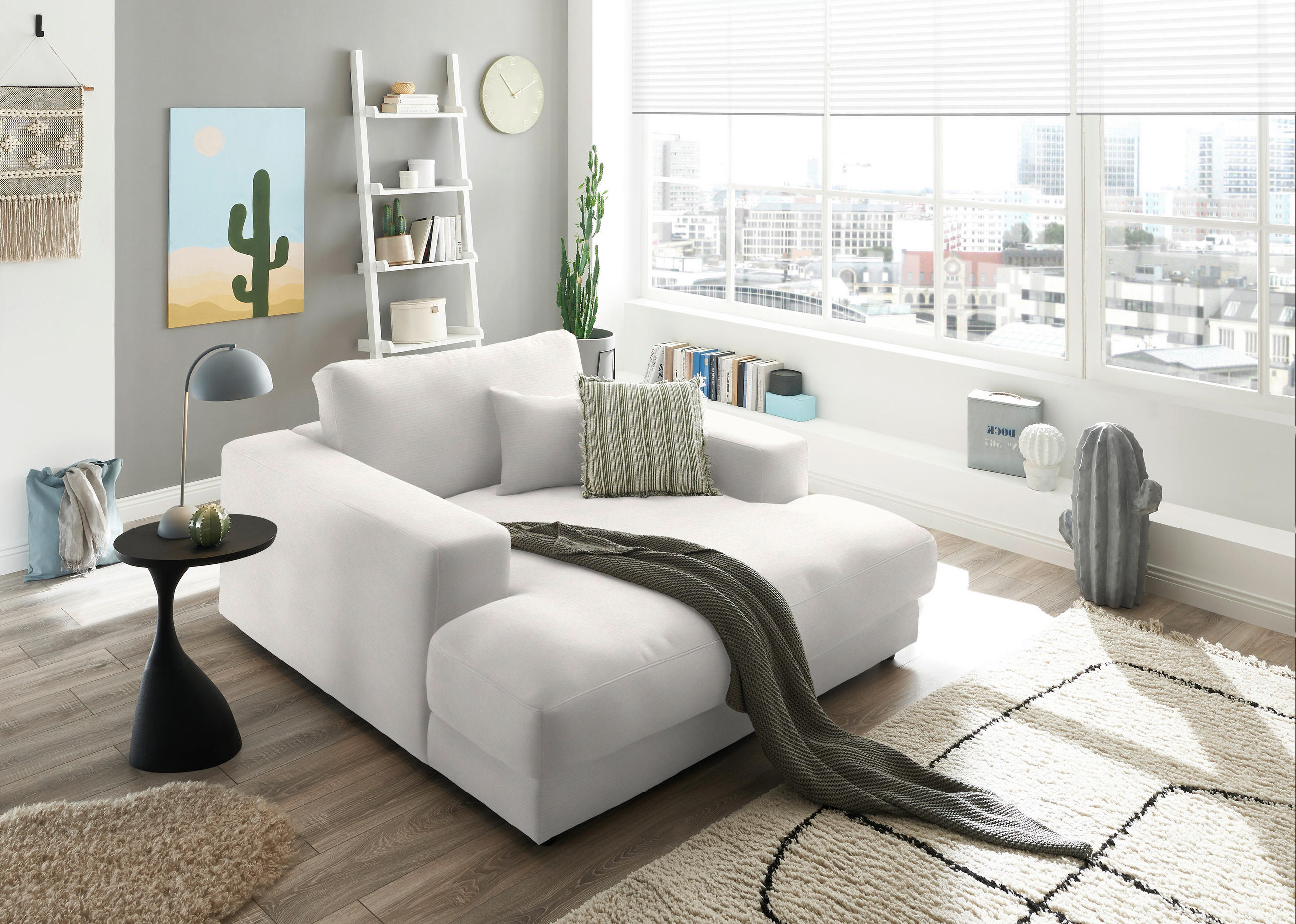 XXL-SESSEL in Chenille Creme  - Creme/Schwarz, Design, Kunststoff/Textil (150/86/170cm) - Lomoco
