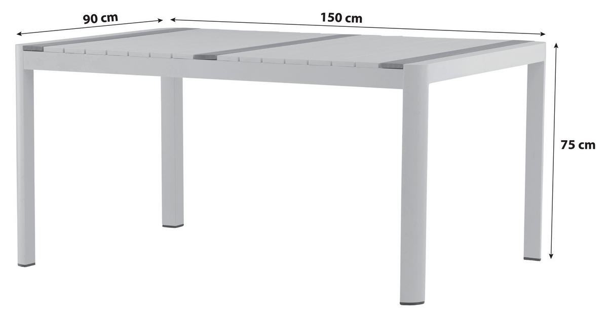UTEBORD trä, metall  - svart, Klassisk, metall/trä (90/75/150cm) - Gardenson