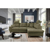 ECKSOFA SOLEI Grün Chenille Zierkissen, Bettkasten, Kopfstütze  - Schwarz/Grün, Design, Kunststoff/Textil (265/203cm) - MID.YOU
