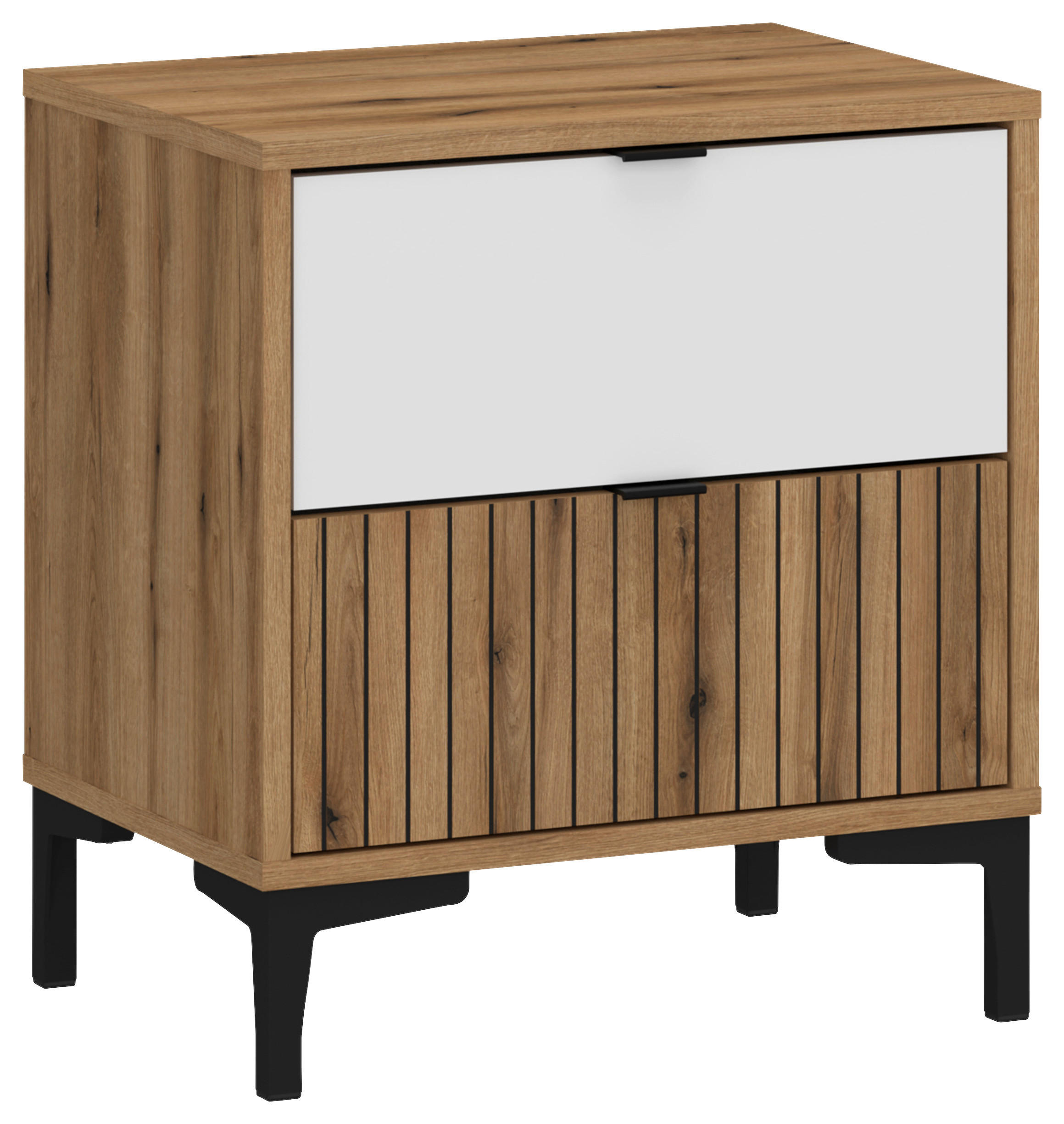 NACHTSCHRANK 47,6/54/40 cm  - Eichefarben/Schwarz, MODERN, Holzwerkstoff/Kunststoff (47,6/54/40cm) - MID.YOU